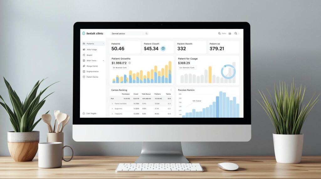 Keyword research and SEO analytics dashboard for dental clinics in Cork showing patient growth data